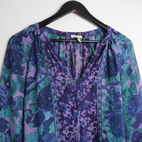 Joie 100% Silk Floral Multicolor Long Sleeve Blouse Size XS - Picture 2 of 9